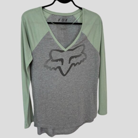 Fox Racing Long Sleeve Grey/Green Top - Picture 3 of 10